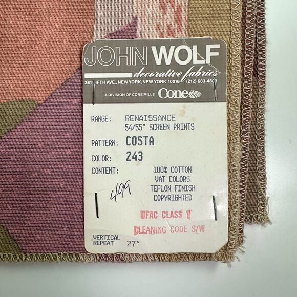 Set 4 VTG John Wolf Fabric Cotton DuPont Teflon Finish 1970s Floral Samples - Picture 5 of 8